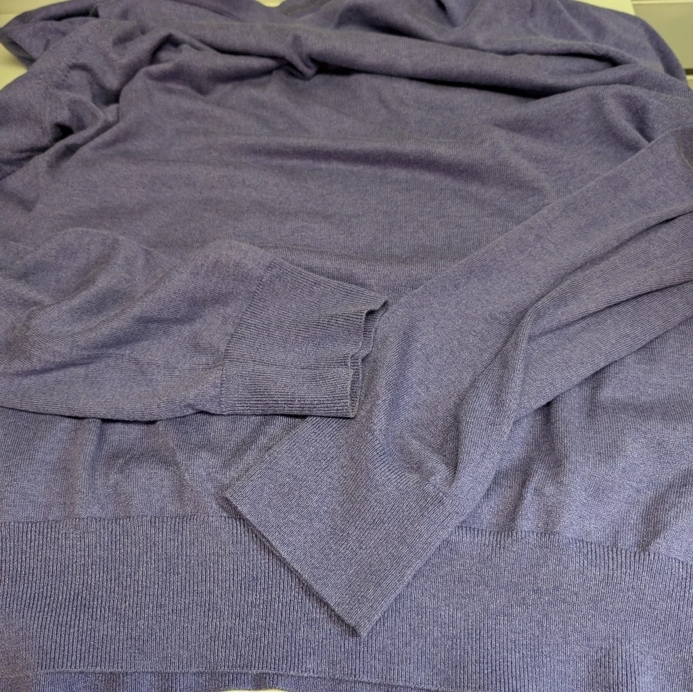 Banana Republic Luxury Blend Silk Cotton Cashmere V—neck Sweater XL Light Purple